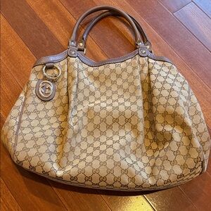 Gucci Tan and Brown Monogram Tote